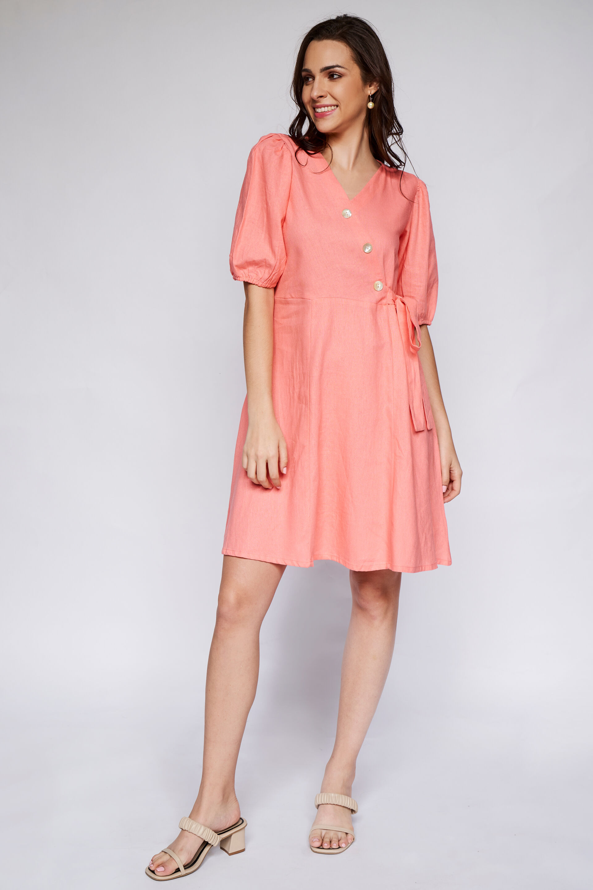 Pink Solid Straight Dress, Pink, image 2